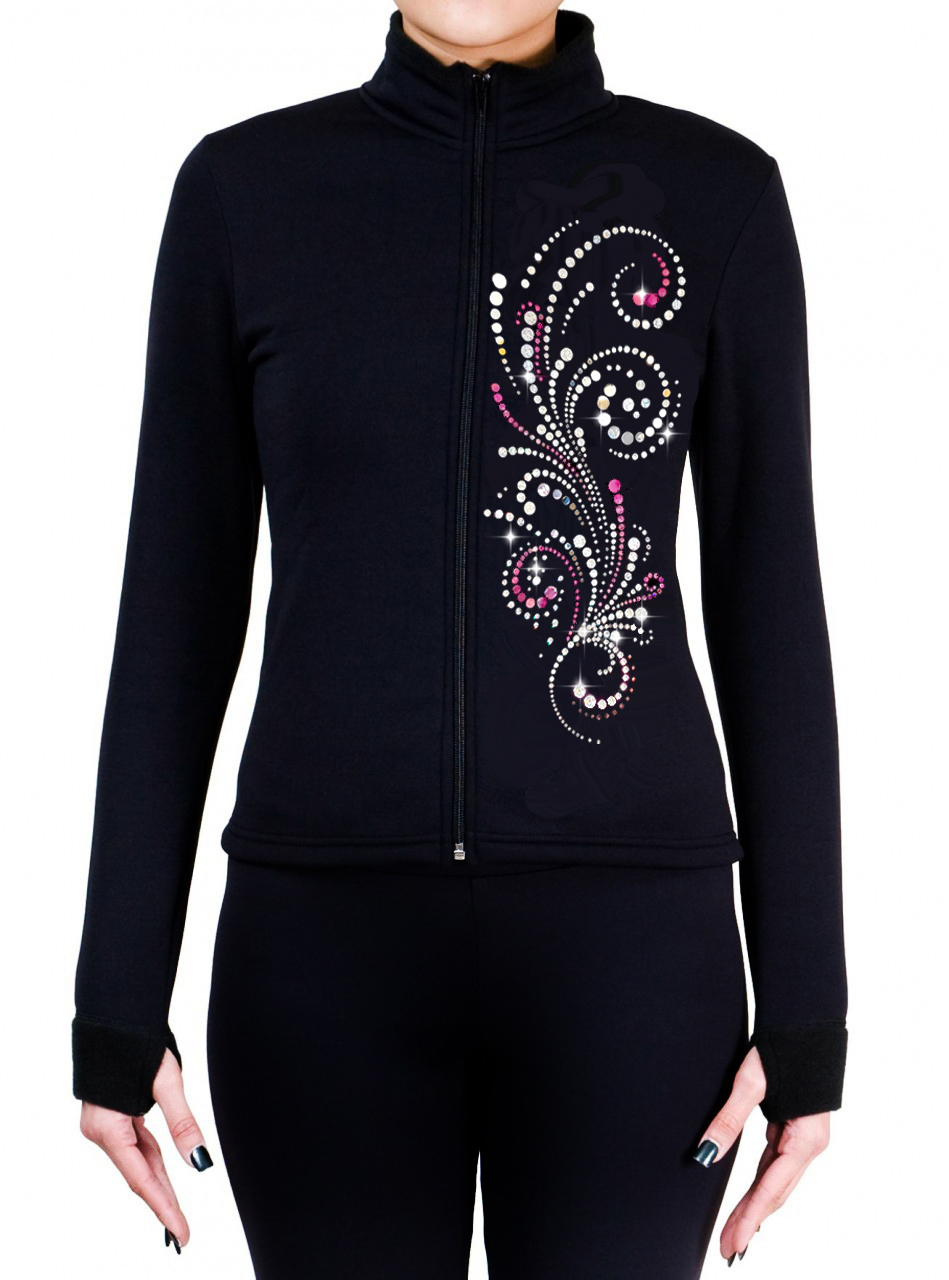 schaatsvest_ny2_zwart_fleece_vest_schaatsen_kunstschaatsen_zwart_roze_pailletten