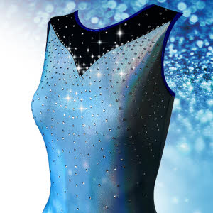 nieuwe_blauwe_turnpakjes_water_opdruk_turnen_gympakjes_gymnastiek_blauw_dewdrop